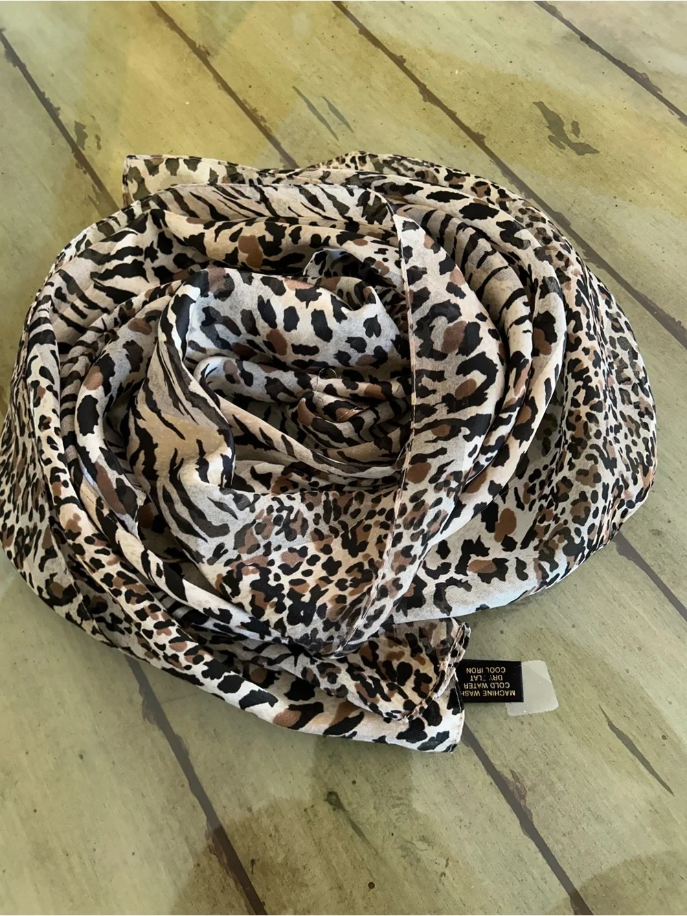 Leopard Animal Print Lightweight Scarf in Black, Brown, Cream made in Italy